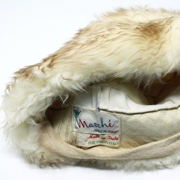 Vintage Marche Light Brown Tipped White Fur Hat Cloche Made in Italy - Hey Viv - Picture 6 of 8